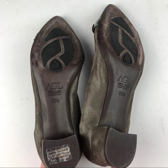 AGL Brown Pyramid Stud Pointy Toe Pump - Picture 5 of 8